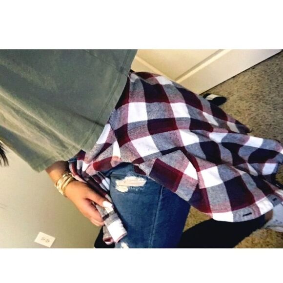 Maroon multicolor flannel - Picture 2 of 3